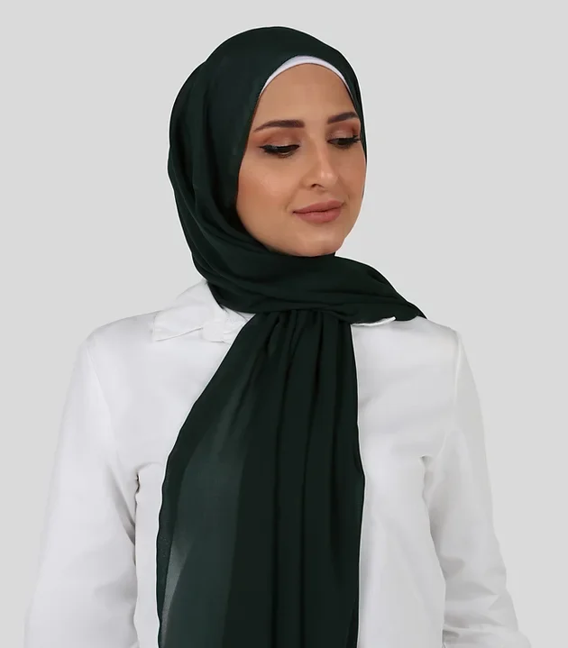 Premium Chiffon Hijab - Forest Green