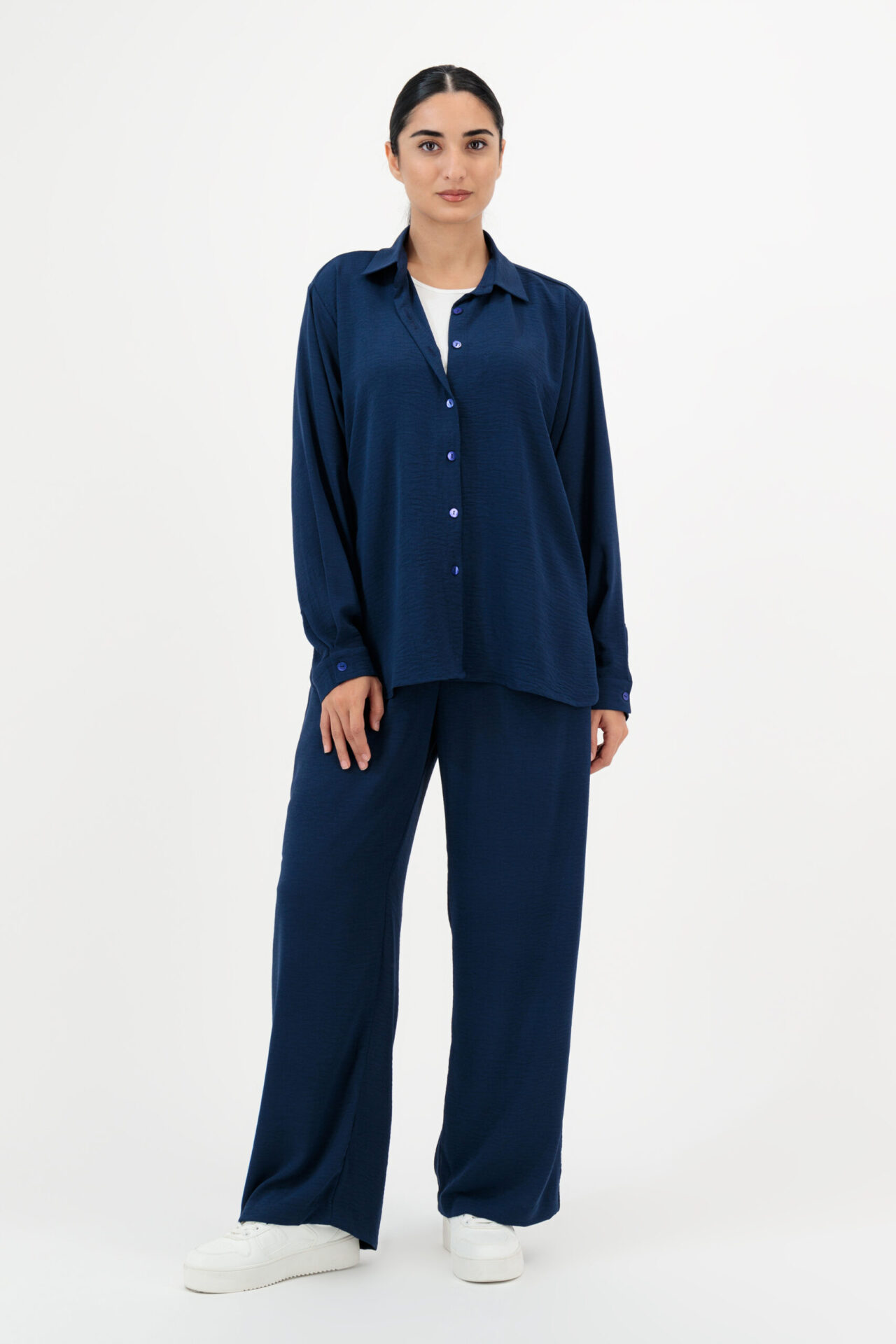 Dark Textured Oversized Set - Navy Blue