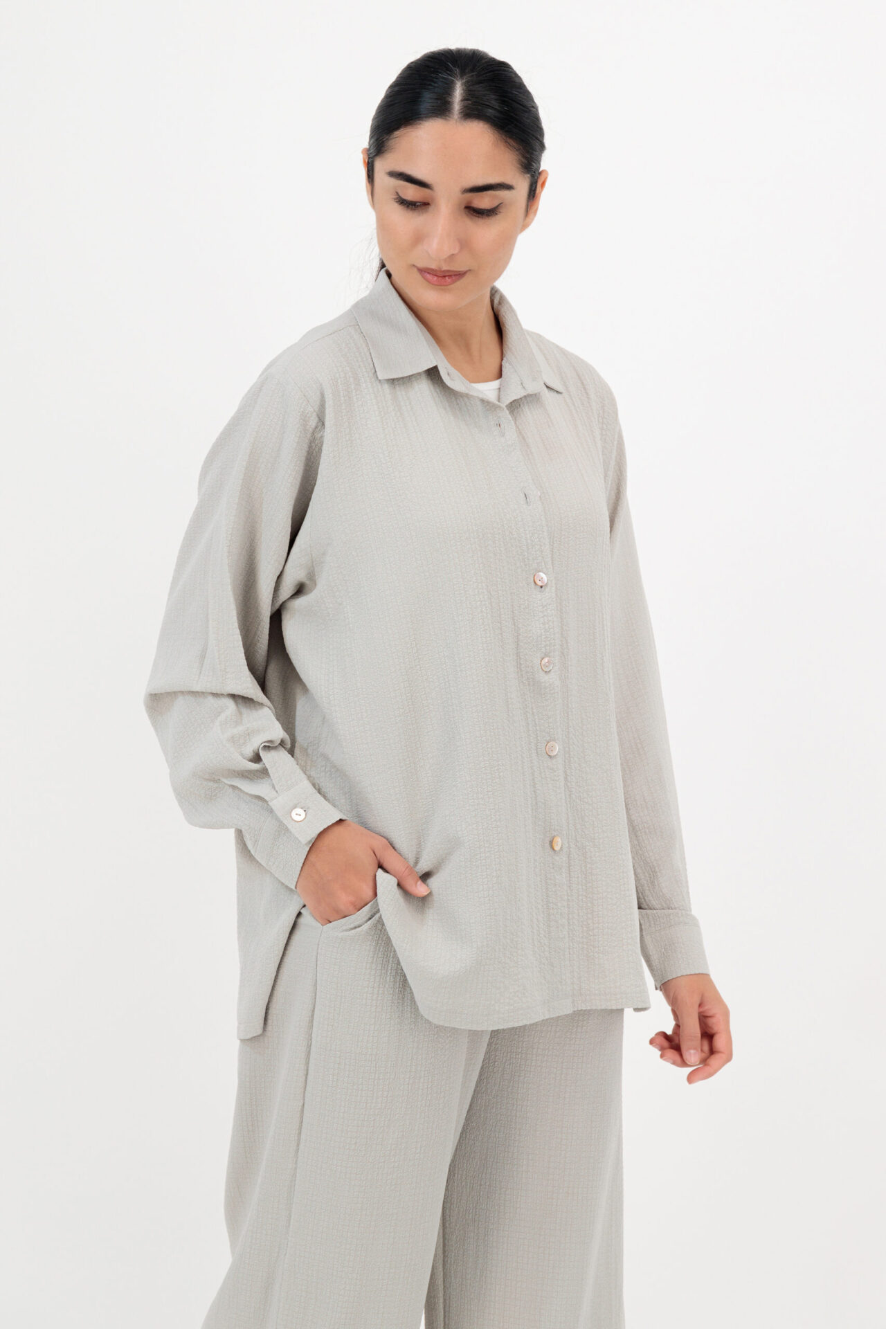 Light Textured Oversized Set - Grey Beige